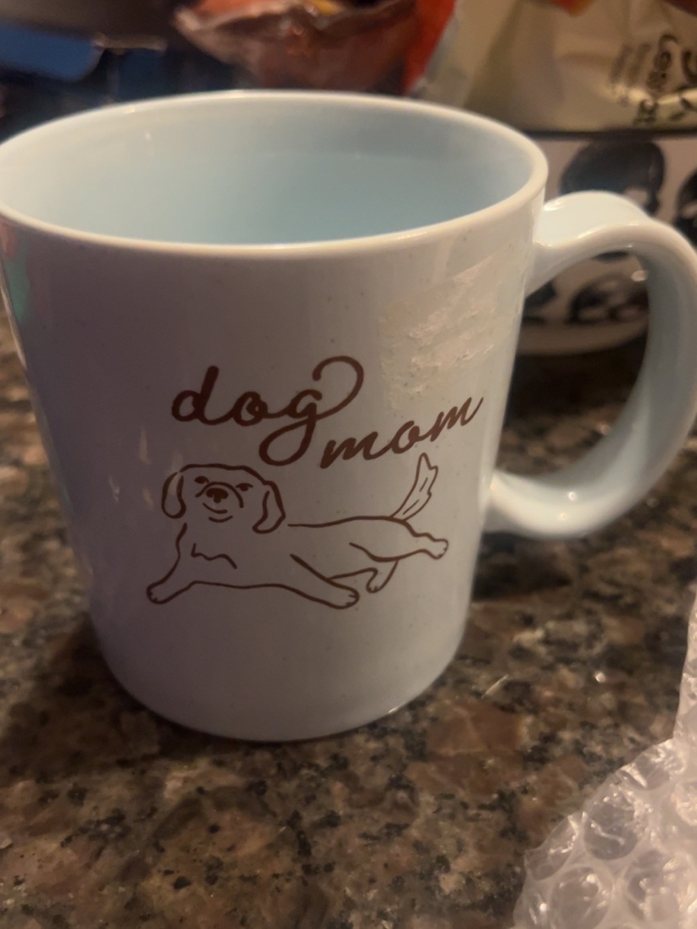 Threshold Light Blue "Dog Mom" Ceramic Mug with Brown Dog Graphic